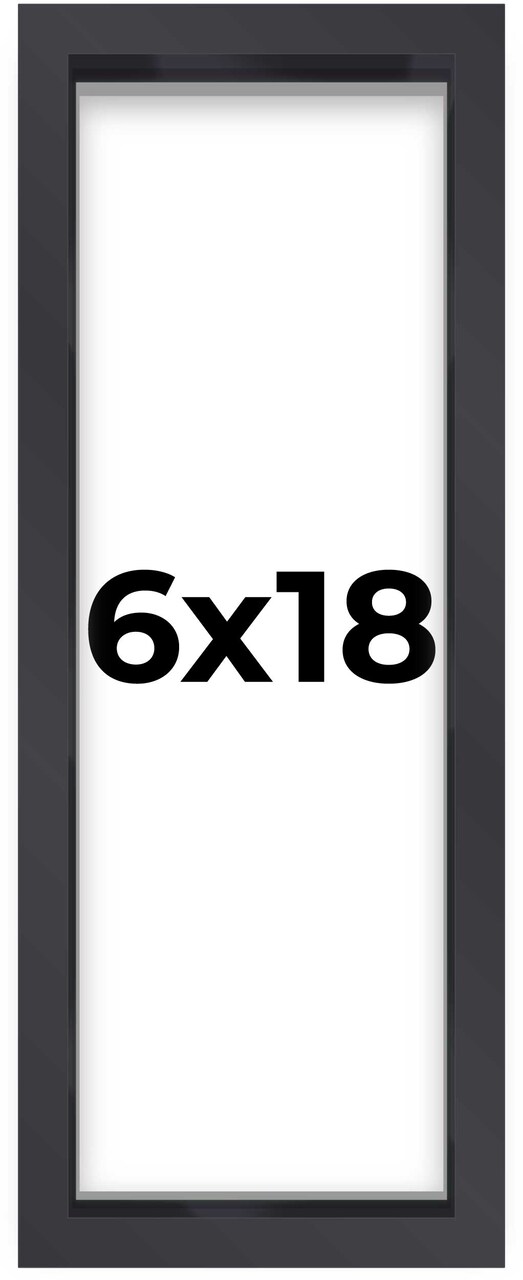 Panoramic Shadow Box 3/4" Depth Black Picture Frame - UV Acrylic, Backing, Hanging Hardware